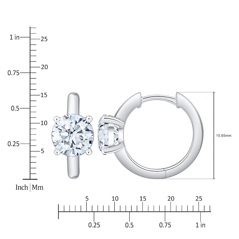 Main Image 4 of Lab-Grown Diamond Round-Cut Solitaire Hoop Earrings 3 ct tw 14K White Gold (VS2/F)