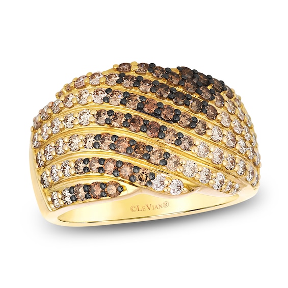 Le Vian Chocolate Ombré Diamond Multi-Row Ring 1-5/8 ct tw 14K Honey Gold