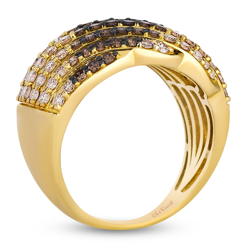 Main Image 2 of Le Vian Chocolate Ombré Diamond Multi-Row Ring 1-5/8 ct tw 14K Honey Gold