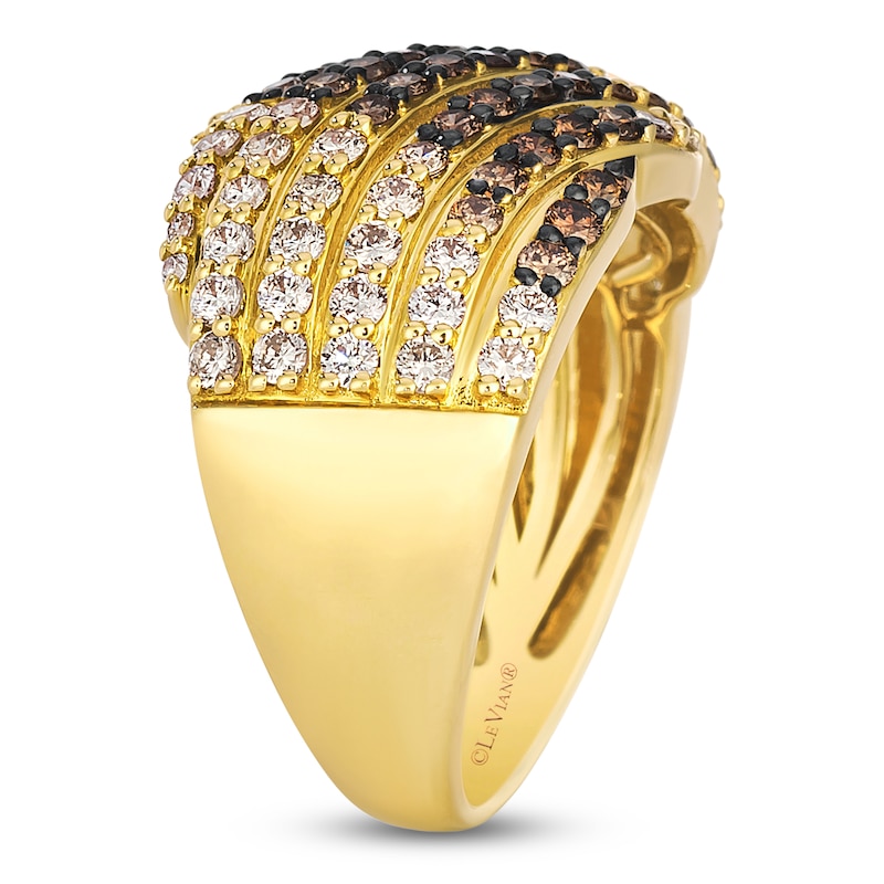 Main Image 3 of Le Vian Chocolate Ombré Diamond Multi-Row Ring 1-5/8 ct tw 14K Honey Gold