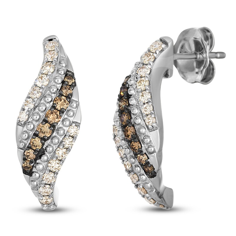 Main Image 2 of Le Vian Diamond Flame-Shaped Stud Earrings 1/2 ct tw 14K Vanilla Gold