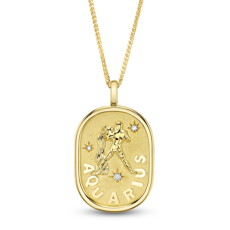 Main Image 1 of Shy ICON Zodiac Diamond Accent Aquarius Necklace 14K Yellow Gold 18" B22001099-AQU