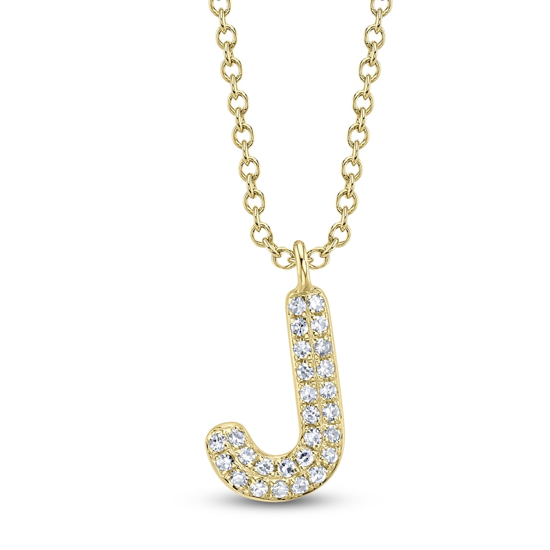 Main Image 1 of Shy Creation Bubble "J" Diamond Initial Necklace 1/20 ct tw 14K Yellow Gold 18" SC55028332-J