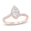 Thumbnail Image 1 of Certified Marquise-Cut Lab-Grown Diamond Halo Engagement Ring 3/4 ct tw 14K Rose Gold