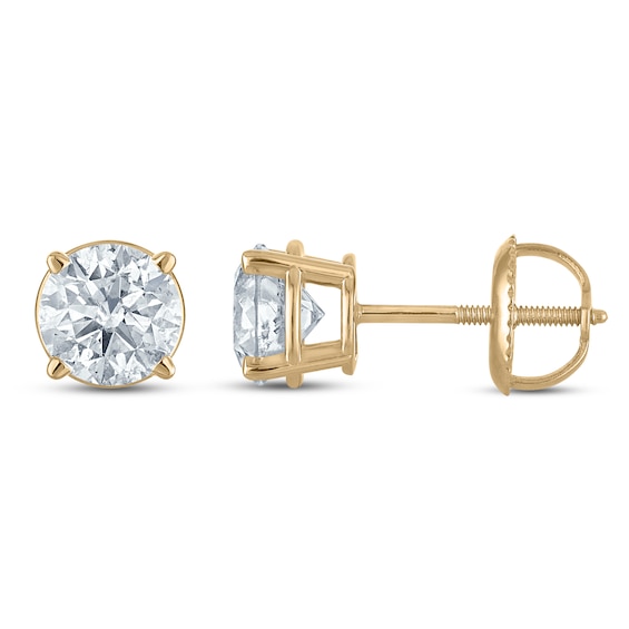 Jared Signature Certified Round-Cut Lab-Grown Diamond Solitaire Stud Earrings 1-1/4 ct tw 14K Yellow Gold (VS2/F)