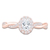 Thumbnail Image 3 of Certified Oval-Cut Diamond Halo Twist Shank Engagement Ring 1/2 ct tw 14K Rose Gold