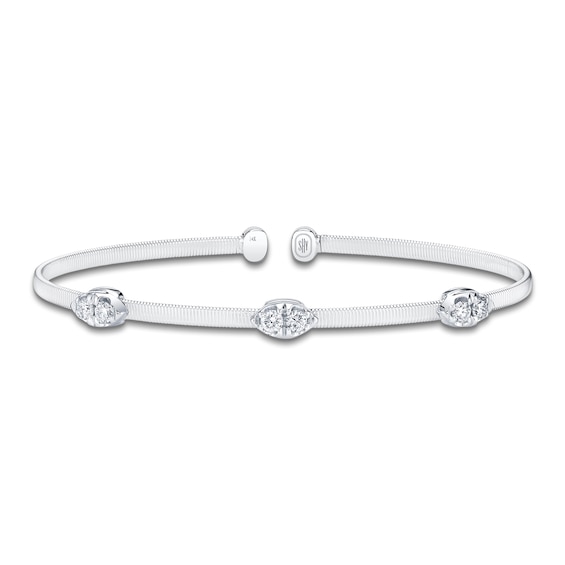 Shy Creation Corelli Collection Diamond Station Flex Bangle 3/8 ct tw 14K White Gold B22001215ZS