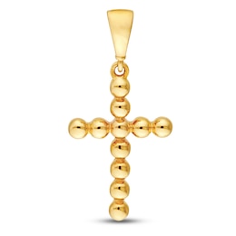 Beaded Cross Charm Solid 14K Yellow Gold