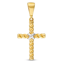 Twisted Cross Necklace Charm 14K Yellow Gold