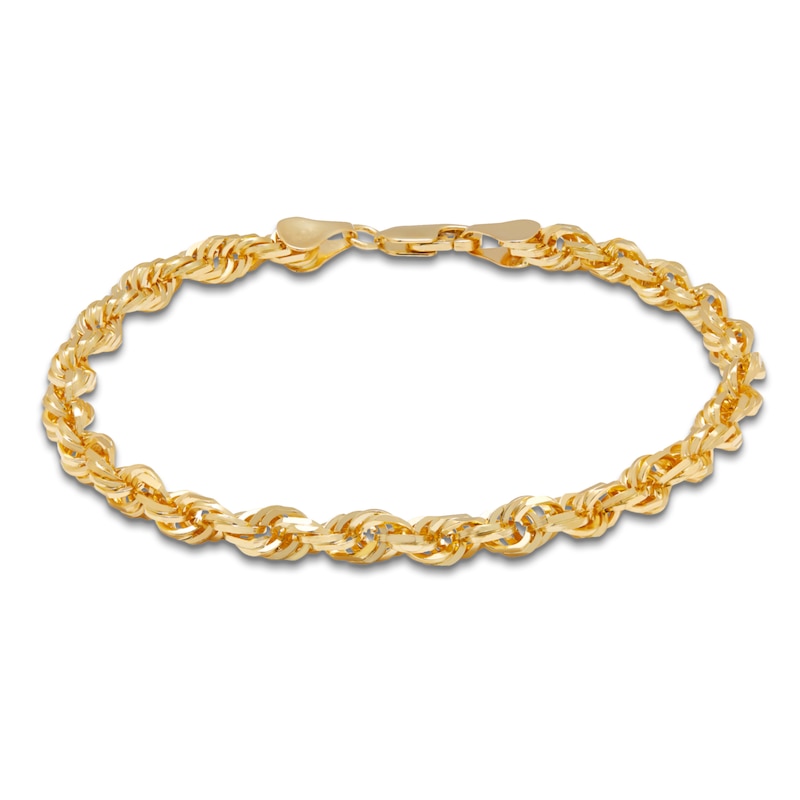 Main Image 1 of 5.5mm Men's Glitter Rope Bracelet Solid 10K Yellow Gold 8.5"