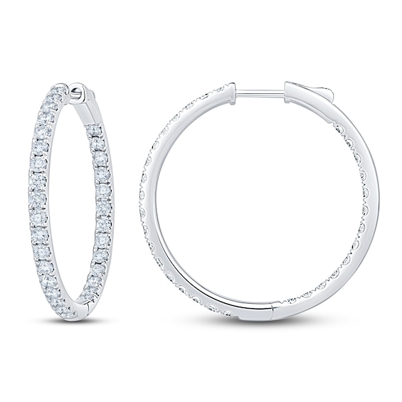 Jared Signature Diamond Inside-Out Hoop Earrings 2 ct tw 14K White Gold