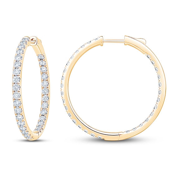 Jared Signature Diamond Inside-Out Hoop Earrings 2 ct tw 14K Yellow Gold