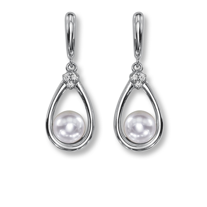 Cultured Pearl Earrings 1/20 ct tw Diamonds Sterling Silver | Jared