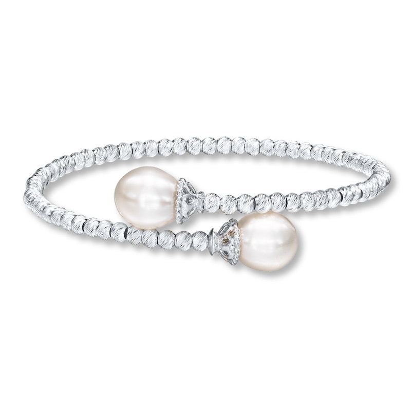 Bangle Bracelet Cultured Pearls Sterling Silver/Titanium