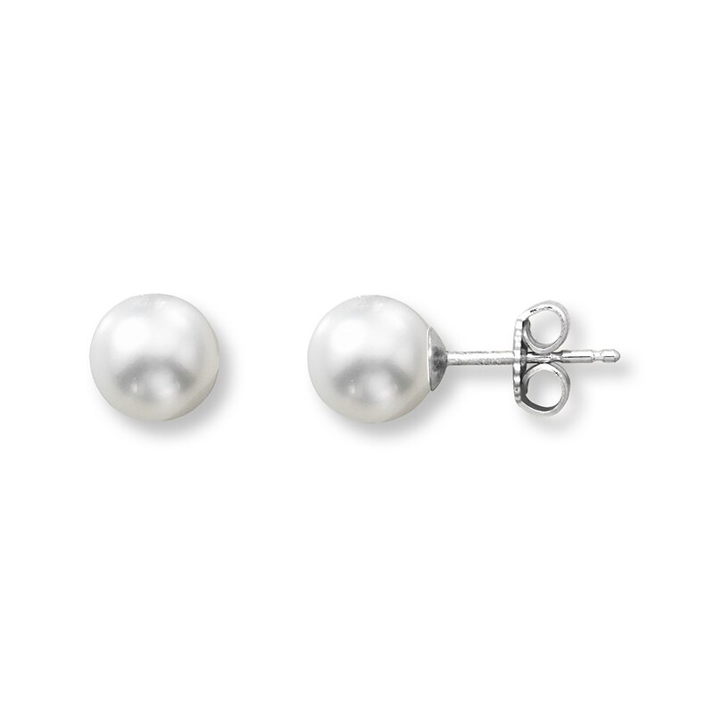 Main Image 1 of Cultured Pearl Earrings 14K White Gold