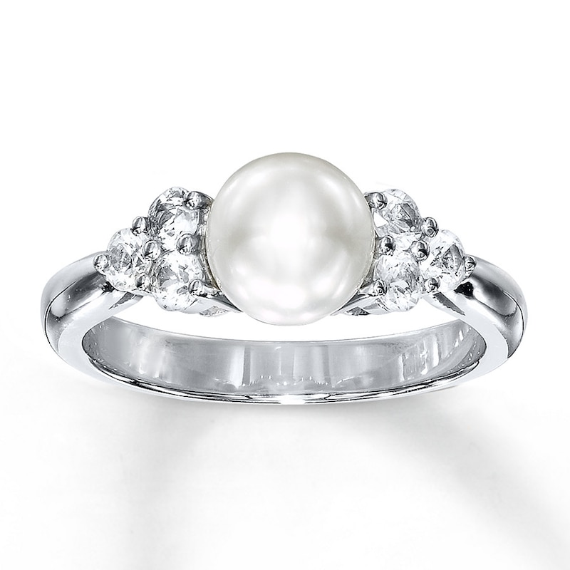 Cultured Pearl Ring Natural Sapphires Sterling Silver
