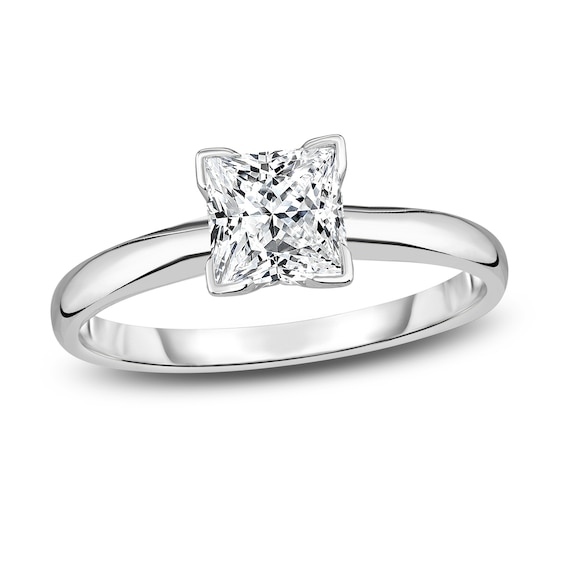 Diamond Solitaire Engagement Ring 3/4 ct tw Princess 14K White Gold (I2/I)