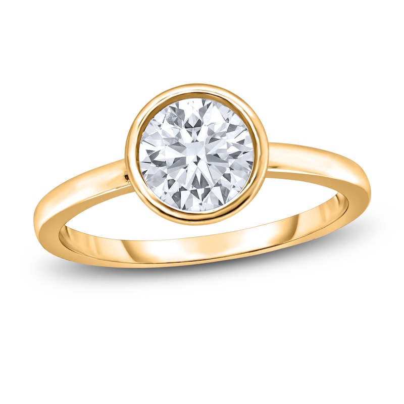 Diamond Solitaire Engagement Ring 3/4 ct tw Bezel-Set Round 14K Yellow Gold (I2/I)