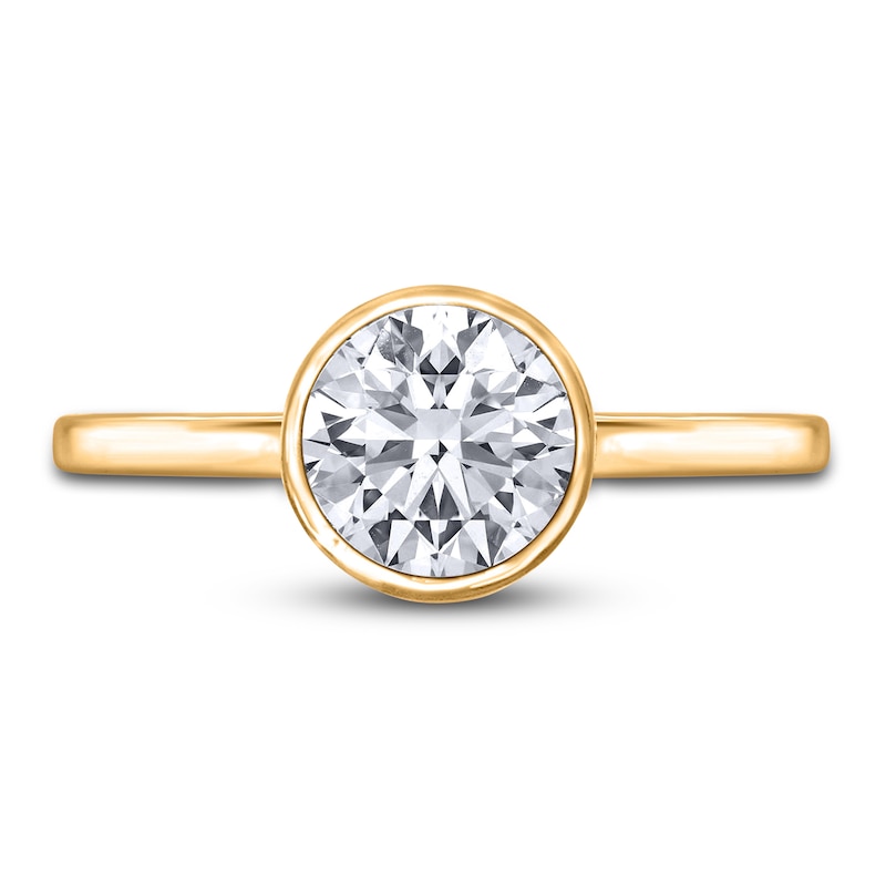 Diamond Solitaire Engagement Ring 3/4 ct tw Bezel-Set Round 14K Yellow Gold (I2/I)
