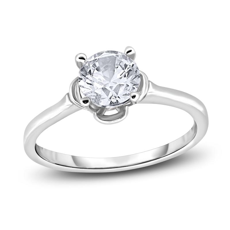 Main Image 1 of Diamond Solitaire Floral Engagement Ring 1-1/2 ct tw Round 14K White Gold (I2/I)
