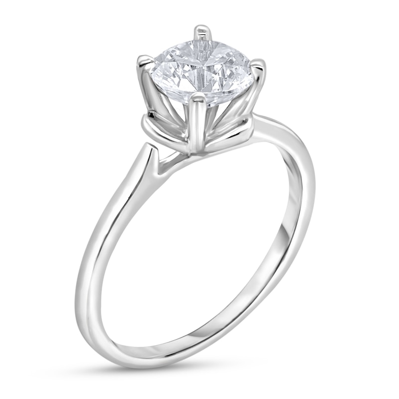 Main Image 2 of Diamond Solitaire Floral Engagement Ring 1-1/2 ct tw Round 14K White Gold (I2/I)