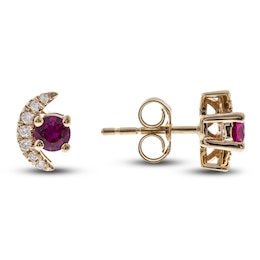 Lab-Created Ruby Earrings 1/15 ct tw 14K Yellow Gold