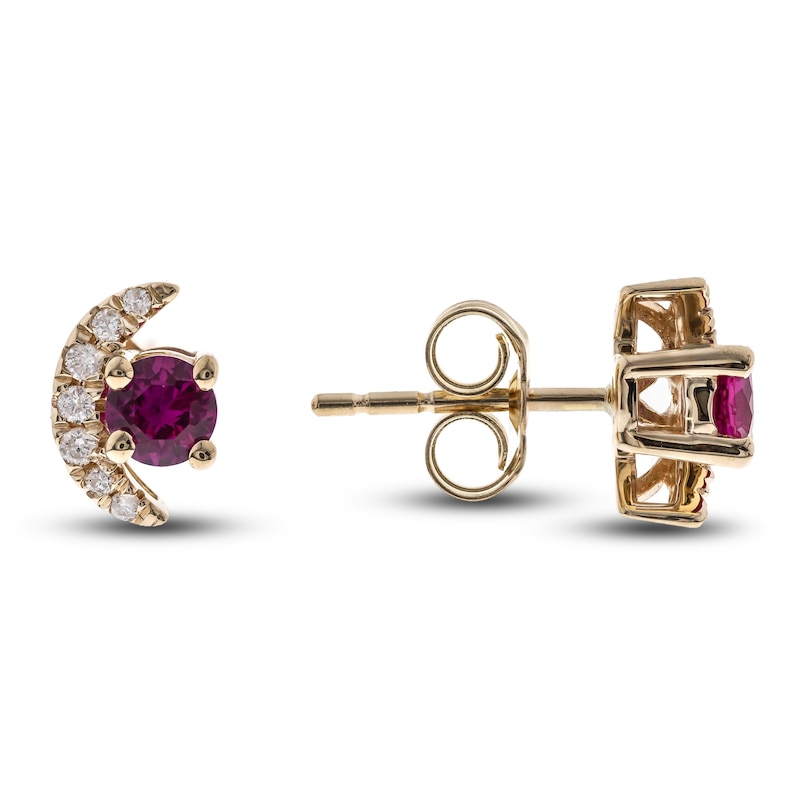Lab-Created Ruby Earrings 1/15 ct tw 14K Yellow Gold