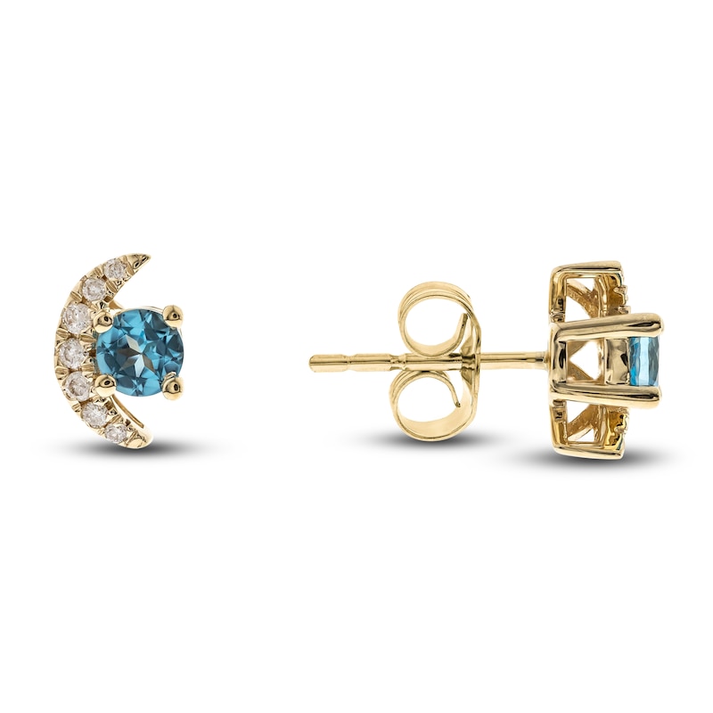 Natural Blue Topaz Earrings 1/15 ct tw 14K Yellow Gold
