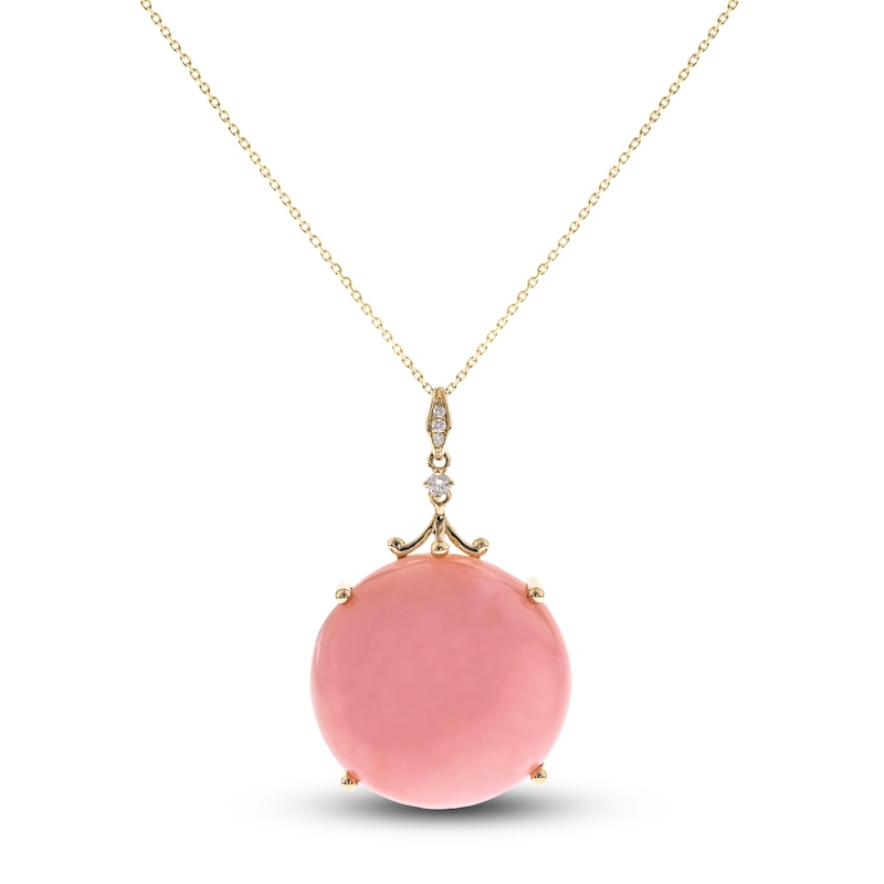 Main Image 1 of Natural Opal Necklace 1/20 ct tw Diamonds 14K Yellow Gold