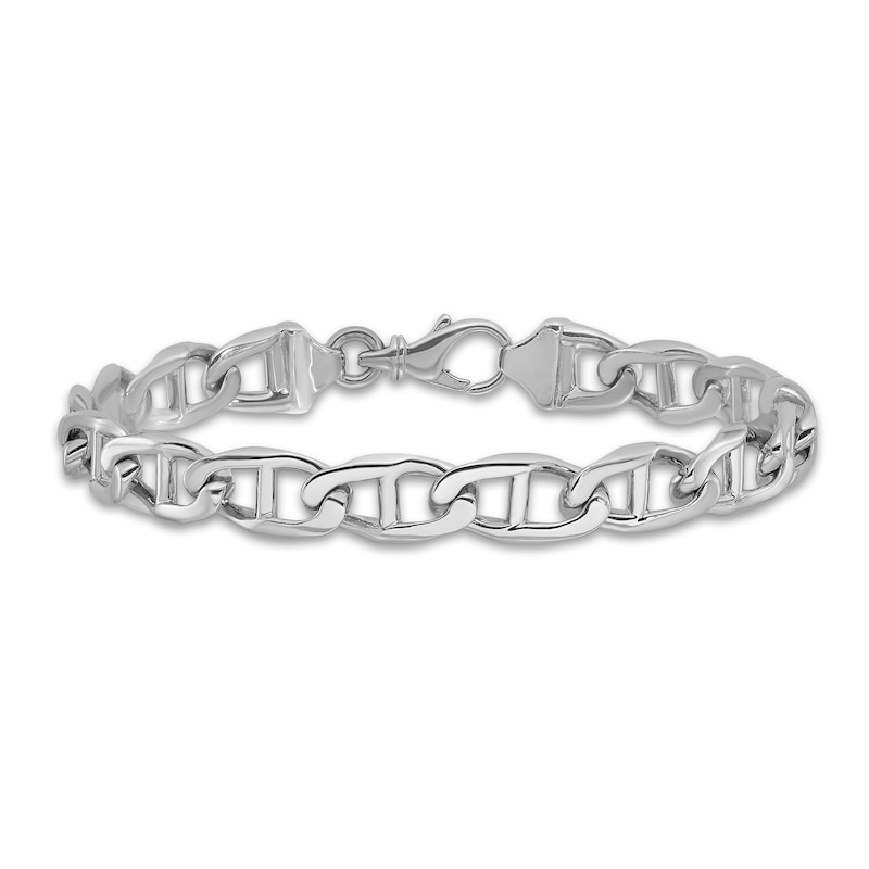 Men's Solid Anchor Link Bracelet 14K White Gold 9.0mm 8"