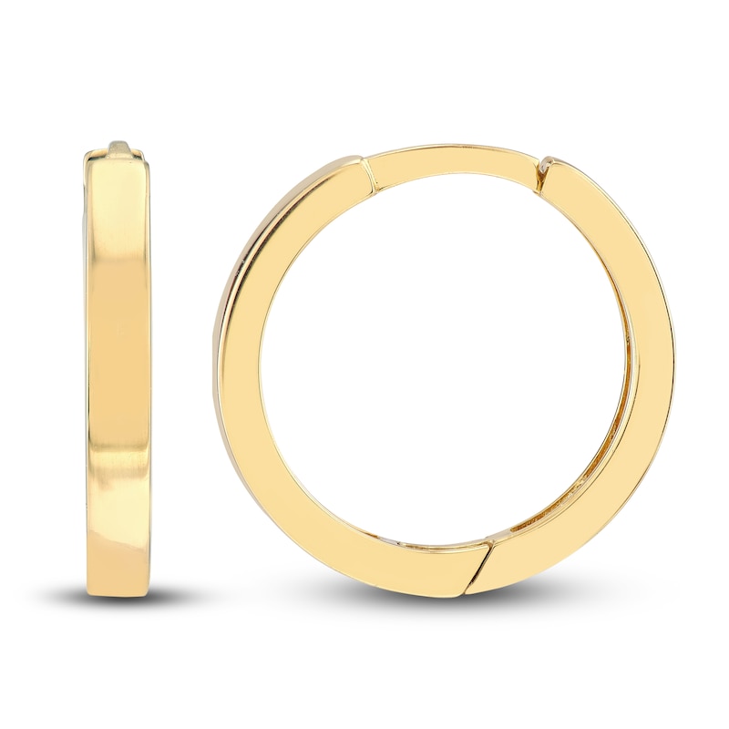 Polished Square Huggie Earrings 14K Yellow Gold 14.25mm