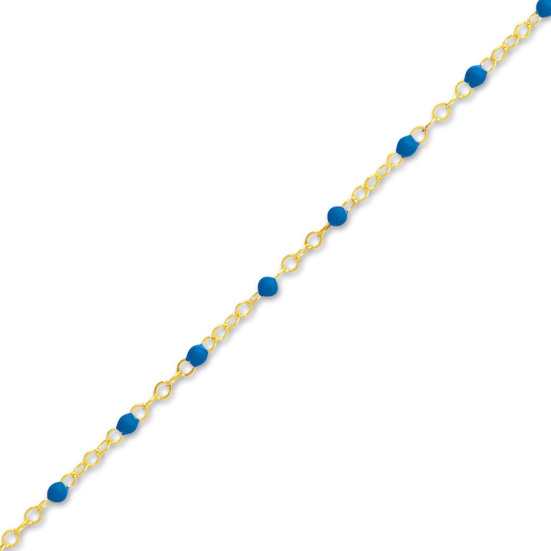 Main Image 2 of Bead Bracelet Blue Enamel 14K Yellow Gold 7.5"