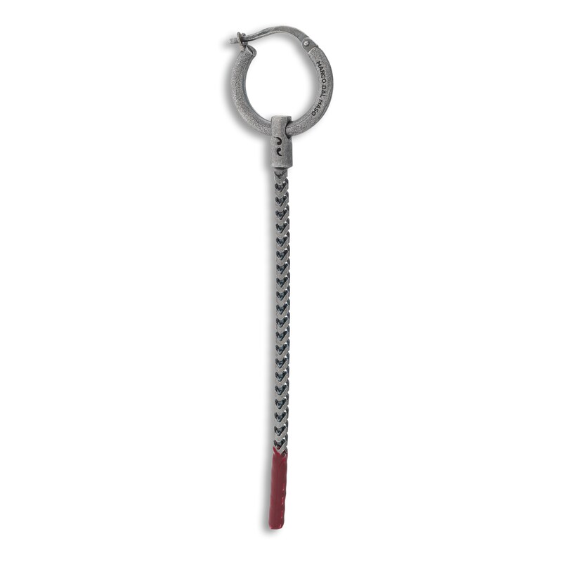 Marco Dal Maso Men's Long Earring Red Enamel/Sterling Silver