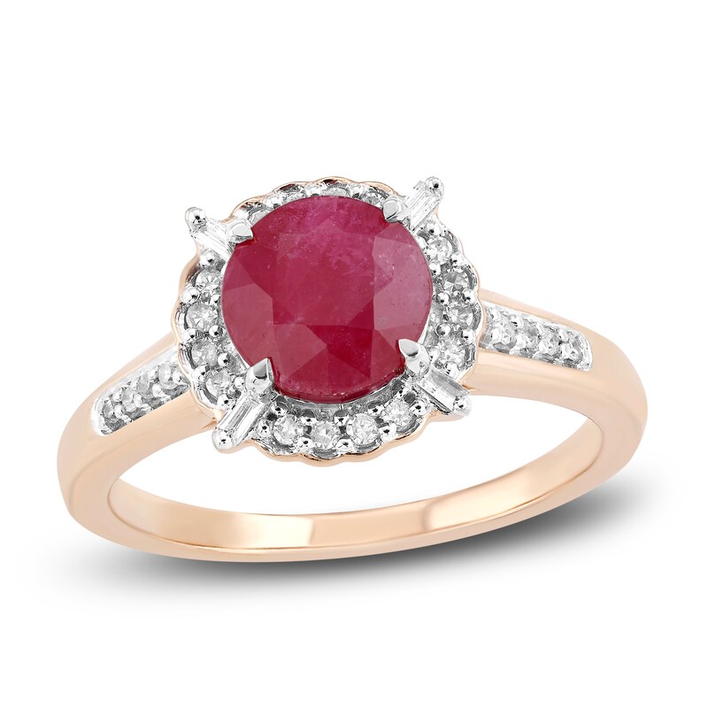 Main Image 1 of Natural Ruby Engagement Ring 1/6 ct tw 14K Rose Gold