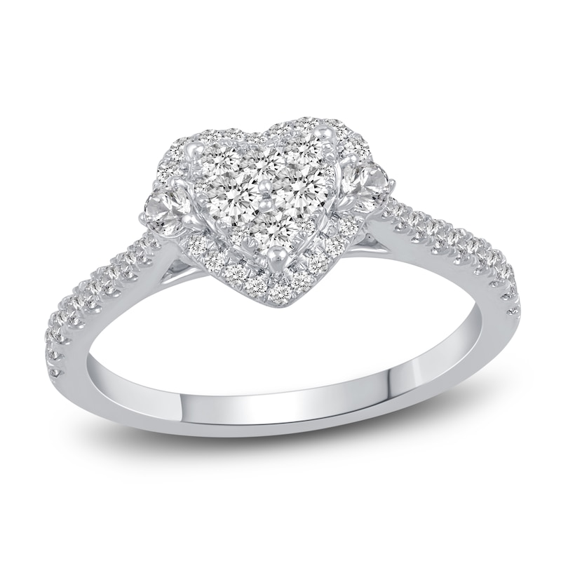 Main Image 1 of Diamond Heart Engagement Ring 5/8 ct tw Round 14K White Gold
