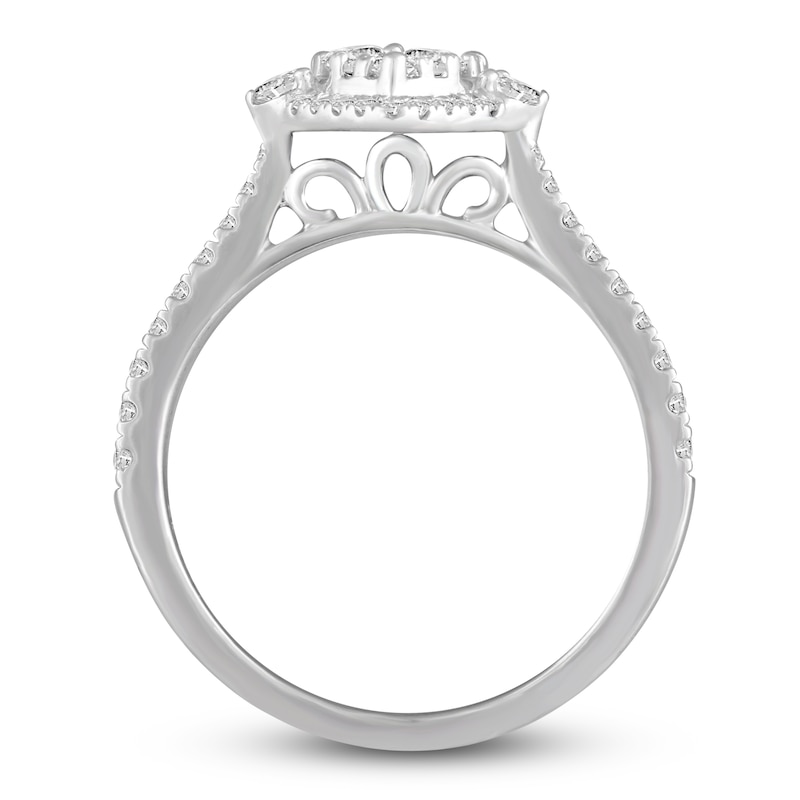 Main Image 2 of Diamond Heart Engagement Ring 5/8 ct tw Round 14K White Gold