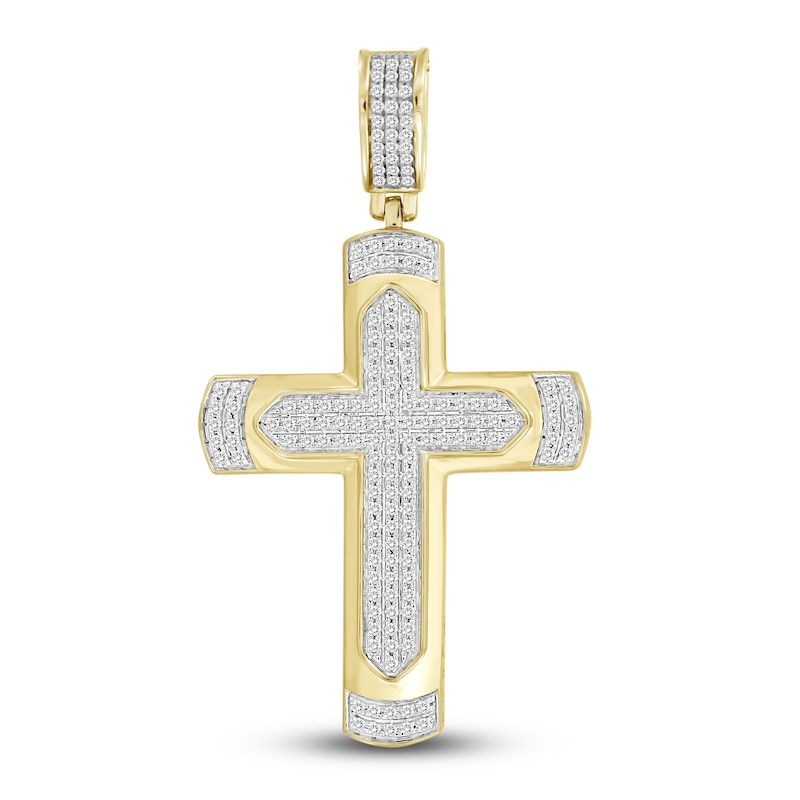Main Image 1 of Men's Diamond Cross Charm 1/2 ct tw Round 10K Yellow Gold