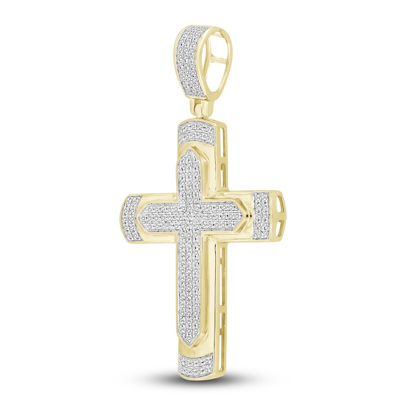 Main Image 2 of Men's Diamond Cross Charm 1/2 ct tw Round 10K Yellow Gold