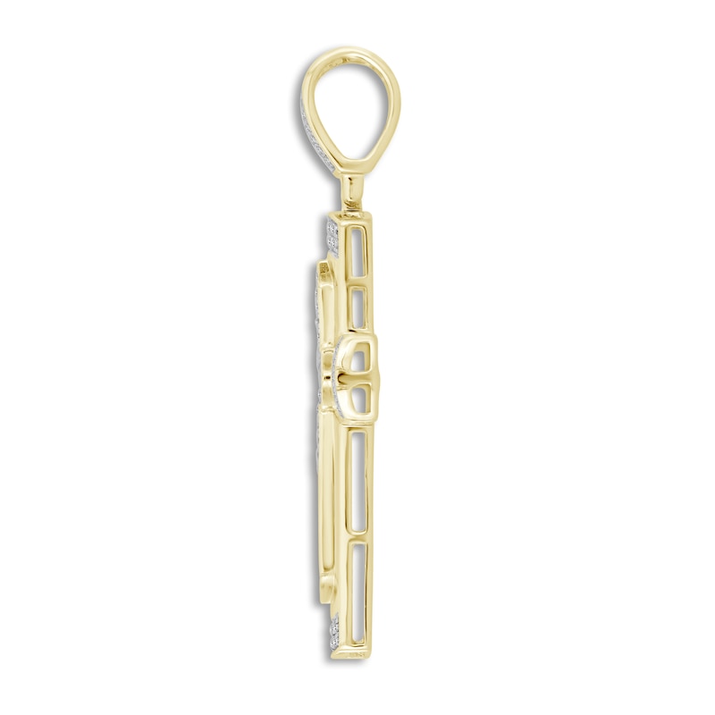 Main Image 3 of Men's Diamond Cross Charm 1/2 ct tw Round 10K Yellow Gold
