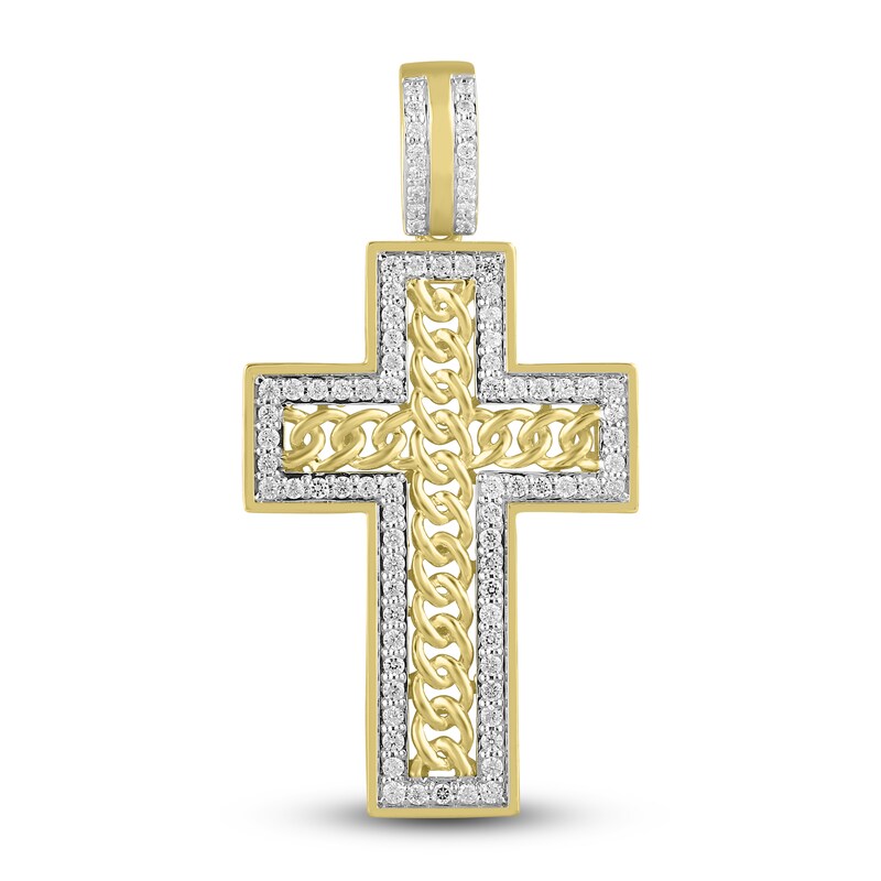 Main Image 1 of Men's Diamond Cross Charm 1 ct tw Round 10K Yellow Gold