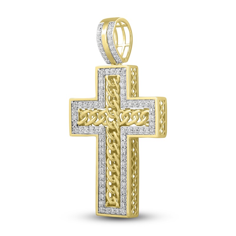 Main Image 2 of Men's Diamond Cross Charm 1 ct tw Round 10K Yellow Gold