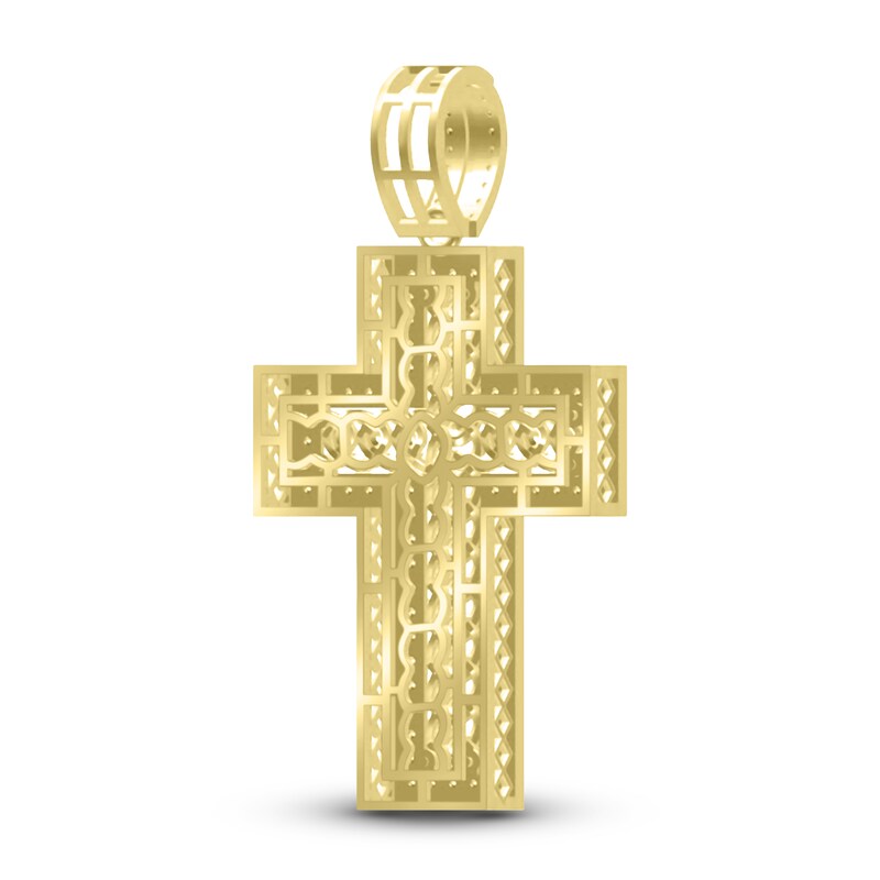 Main Image 3 of Men's Diamond Cross Charm 1 ct tw Round 10K Yellow Gold