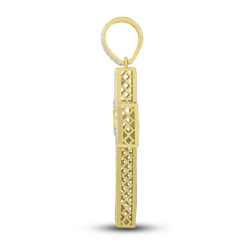 Main Image 4 of Men's Diamond Cross Charm 1 ct tw Round 10K Yellow Gold