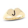 Thumbnail Image 0 of Juliette Maison Black Diamond Initial Heart Signet Ring 1/6 ct tw Round 10K Yellow Gold