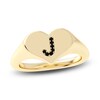 Thumbnail Image 1 of Juliette Maison Black Diamond Initial Heart Signet Ring 1/6 ct tw Round 10K Yellow Gold