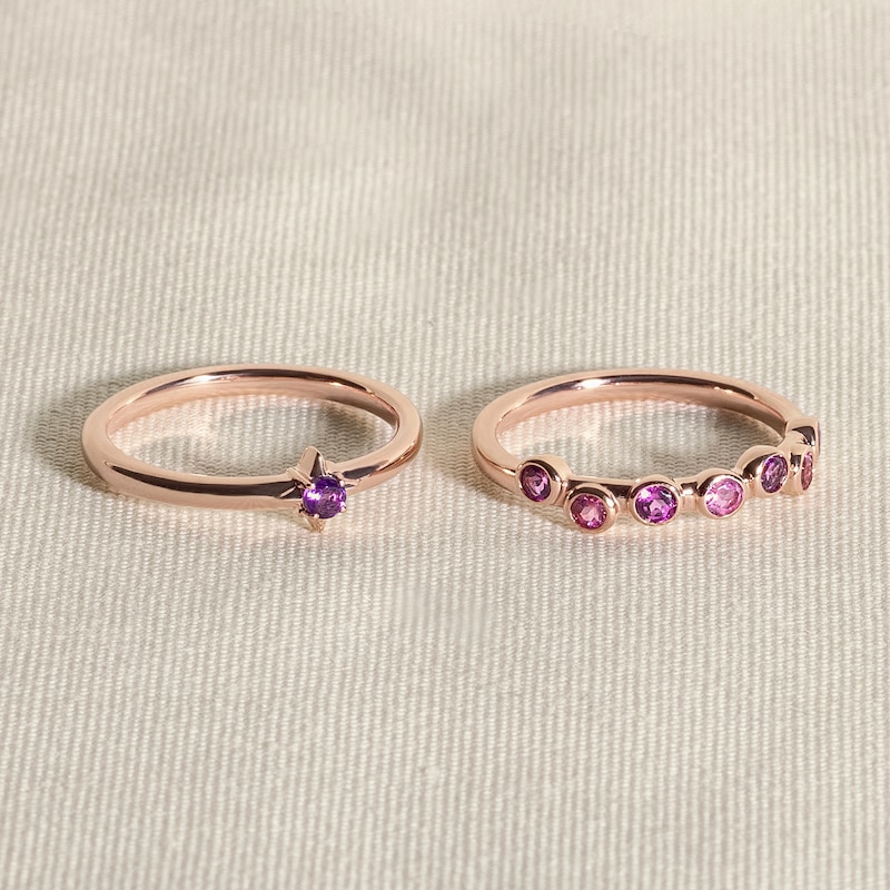 Main Image 4 of Juliette Maison Natural Blue Zircon & Natural Garnet Ring 10K Rose Gold