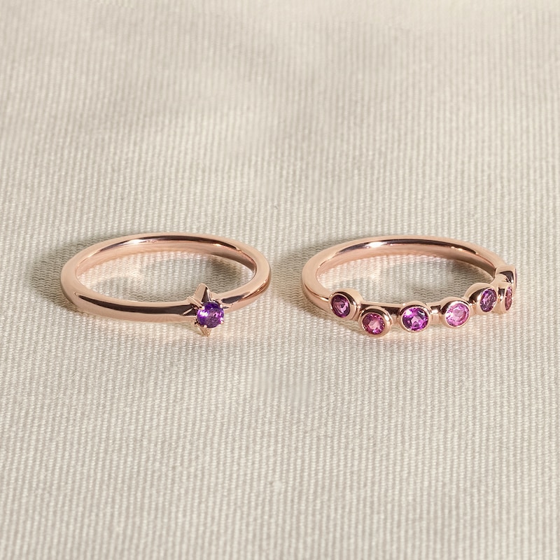 Main Image 4 of Juliette Maison Natural Amethyst & Natural Pink Tourmaline Ring 10K Yellow Gold