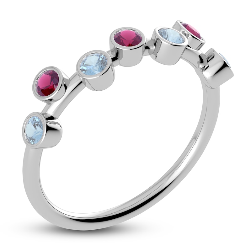 Main Image 2 of Juliette Maison Natural Aquamarine & Natural Rhodolite Garnet Ring 10K White Gold