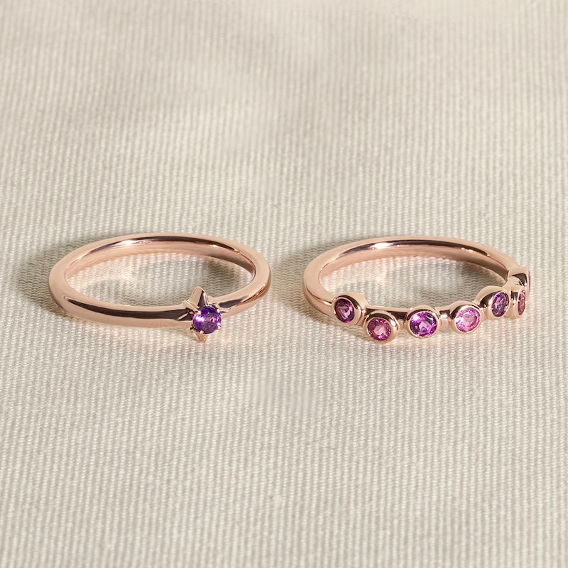 Main Image 4 of Juliette Maison Natural Aquamarine & Natural Rhodolite Garnet Ring 10K White Gold