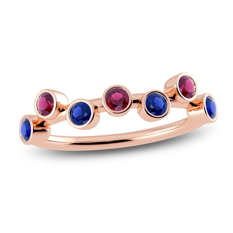 Main Image 1 of Juliette Maison Natural Blue Sapphire & Natural Rhodolite Garnet Ring 10K Rose Gold